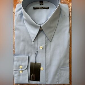 Geoffrey Beene Men's LG Sky Blue Dress Shirt Fitted Wrinkle Free Quick Dry NWT